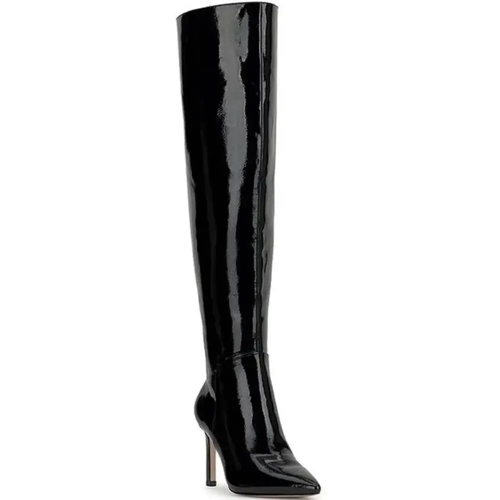Jessica Simpson Women's Earon Black Patent Tall Boots Size 8 Black MSRP $169